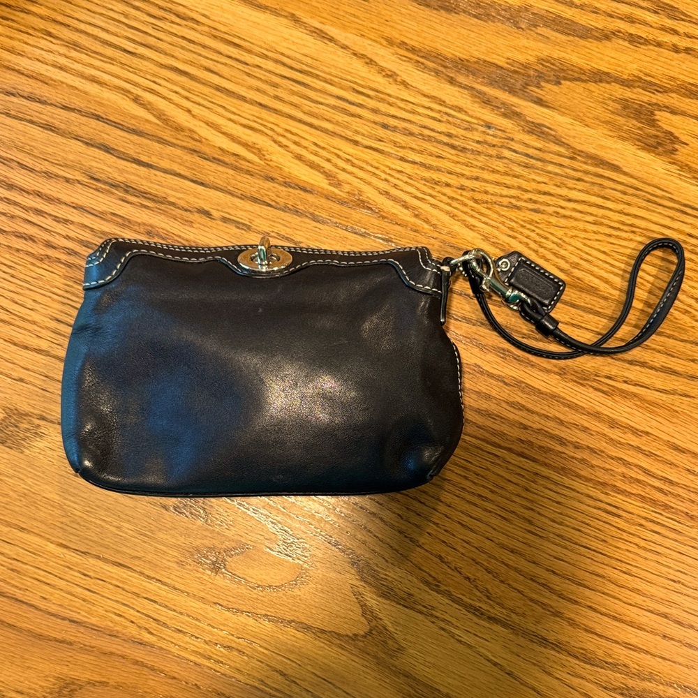 COACH Elegant Black Leather Wristlet